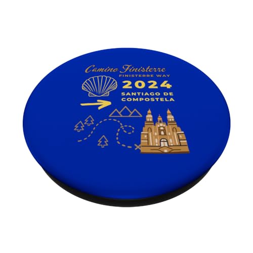 Camino Finisterre Santiago de Compostela Finisterre Way 2024 PopSockets Swappable PopGrip, Black - Image 2