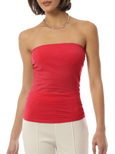 Image of MixMatchy Women's Stretchy Strapless Tube Top Y2K Bandeau Top