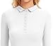 Eyanse White Long Sleeve Collared Shirts for Women Cute Tops,Women's Sexy Deep V Neck Shirt Business Dressy Casual Tops Fitted Tight,L