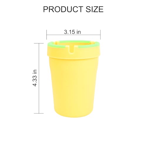 Image of Mandark Car Ashtray, 2PCS Glow In The Dark Smokeless Self-Extinguishing Vehicle Cigarette Trash Can, Smellproof Portable Automotive Ash Holder Organizer, Universal for Truck Home Office (Yellow)