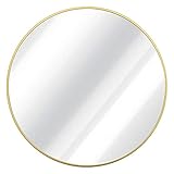 Growsun 48 inch Wall Round Mirror Large Metal Frame Circle Mirror for Washrooms, Living Rooms, Gold...