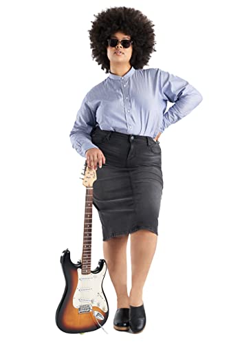 Slink - Premium Women's Plus Size Stretch Denim Skirt (Dark Grey)