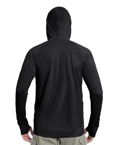 Image of isnowood Sun Shirt UPF 50+ Men's Fishing Long Sleeve UV Protection Hoodie Hiking Rash Guard Swimming Running