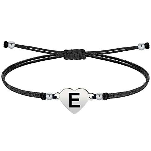 Bracelet lettre initial A-Z en acier inoxydable avec fil ciré Bracelet femme ou homme initial de nom Cover