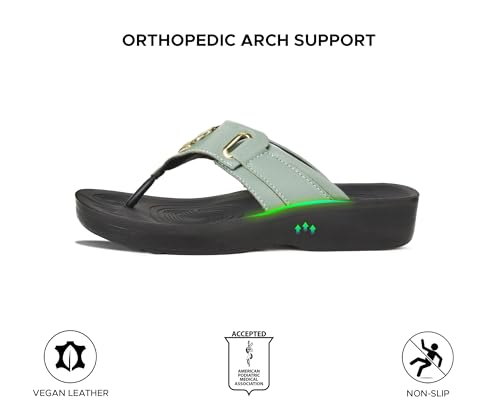 Image of AEROTHOTIC Arch Support Flip Flops for Women Comfortable Stylish Straps with Non Slip Footbed Fashion Dressy Sandals Outdoor Travel Vacation Essentials