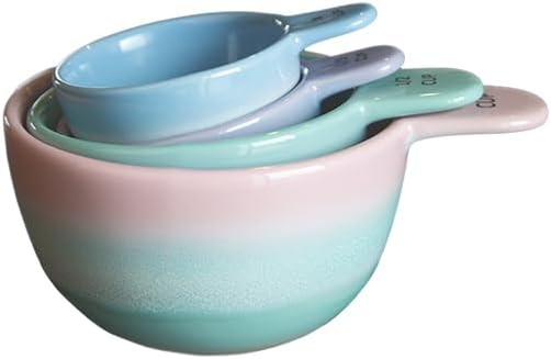 Sass & Belle Pastel Ombre Measuring Cups in Pink & Green – Perfect Measuring Spoons for Baking, Colourful Nesting Kitchen Utensils for Cooking, Decorative Gift for Home Bakers