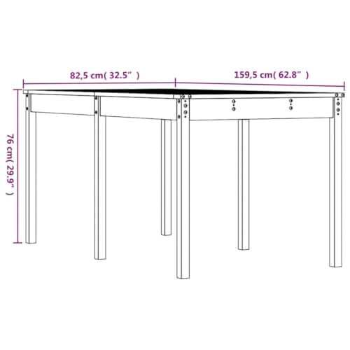 Mesa de jardín de madera de Douglas de 159x82 cm para comedor exterior 3
