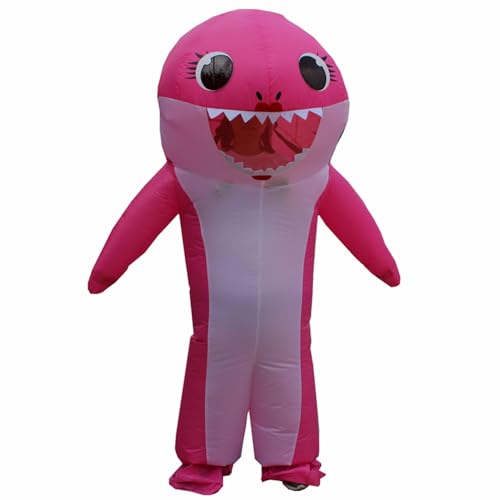 inflatable costume adult Blow Up Shark Costume For Halloween Birthday Gift Role Playing Game Party Costumes (Rose Red)
