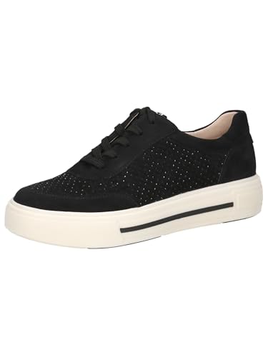CAPRICE Damen Sneaker flach aus Leder mit Schnürsenkeln, Schwarz (Black Suede), 40.5 EU