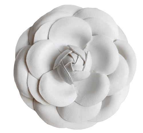 Image of Vintage Style Elegant Camellia Fabric Flower Brooch Pin Scarf Bridal Dress Wedding Accessories Jewelry Gift