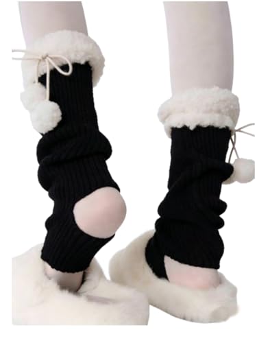 Image of SHENHE Women's Cute Cable Knit Leg Warmers Y2k 80s Dance Kawaii Bow Leg Warms Boot Socks