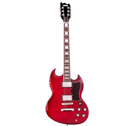 EGRK Solid Body Electric Guitar, Mahogany Body, Rosewood Fingerboard 22 Rounded End Frets, Bone Nut,Right Handed Guitar for Beginners and Intermediate Players