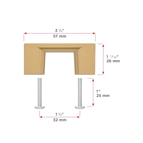 Image of Richelieu Hardware BP816032CHBRZ Armadale Collection 1 1 /4-inch (32 mm) Center-to-Center Champagne Bronze Modern Rectangular Cabinet and Drawer Pull Handle for Kitchen, Bathroom, and Furniture