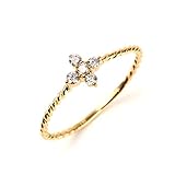 PLUSTER ダイヤモンド リング 18金素材 K18 (天然ダイヤ0.10カラット) 指輪 ゴールド シンプル フラワー レディース 17号 [ギフトボックスセット] 人気 誕生日 プレゼント ジュエリー プラスター c_10