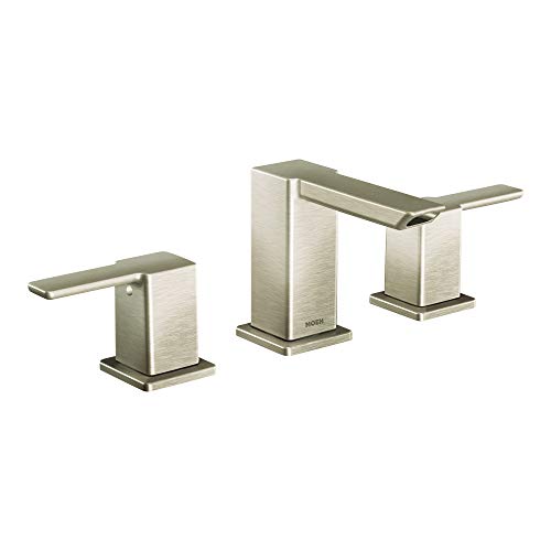 Moen TS6720BN 90 Degree Two-Handle 8 in. Widespread Bathroom Faucet Trim Kit, Valve Required, Brushed Nickel