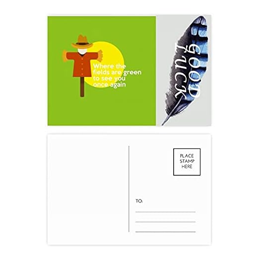 Engelsk klassisk känslomässig text lantlig lyckofjäder vykortsset tackkort postsida 20 st