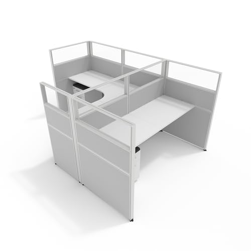 SUNLINE Office Supply - DIY Cube Kit - Complete Office Workstation 7 Versatile Layouts for Cubicles - Easy to Build Office Furniture - Wall Partitions, Work Surface Panels & Mobile Box Files - L-Gray - Thumbnail 6