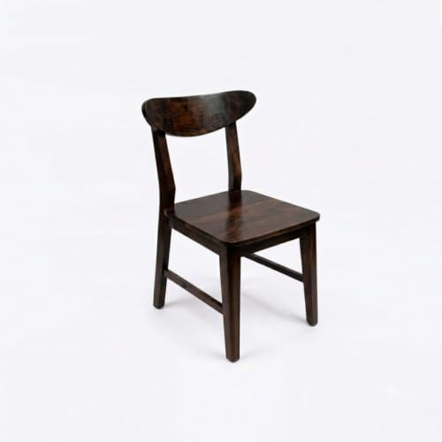 Image of Solid Sheesham Wood Dining Chair | Wooden Back Cut Dining Chair Set of 4 | Chairs for Dining Room | Study Room | Office | Finish Color - Walnut Finish |