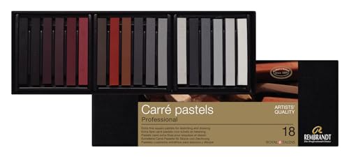 Rembrandt Carré-Pastell-Set Professional in Luxus-Box | 18 Pastelle | Komplette Basis-Erdfarben-Auswahl
