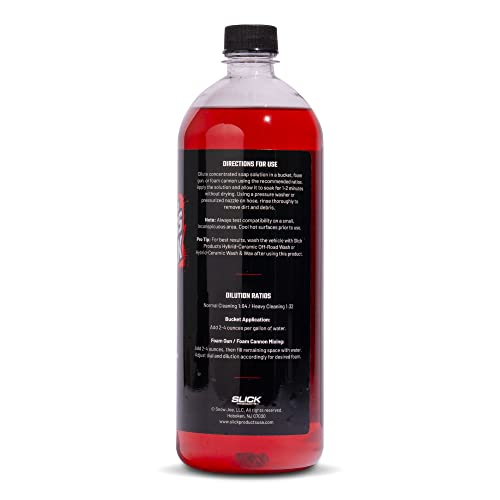 Slick Products Super Concentrated Touchless Pre-Soak, Foaming Prewash Car Soap for Foam Cannon or Foam Gun, Loosens Mud, Dirt, Bugs & Grime, Spray On & Rinse Off, 32 oz.
