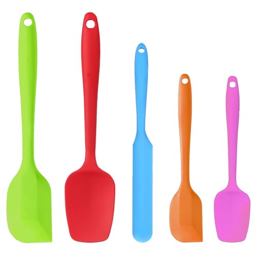 V-Kitpater Silicone Spatula Set for Cooking Baking and Mixing, Food Grade Rubber Spatulas, High Heat Resistant for Nonstick Cookware, Dishwasher Safe BPA-Free, Multicolor Kitchen Utensils, Pack of 5
