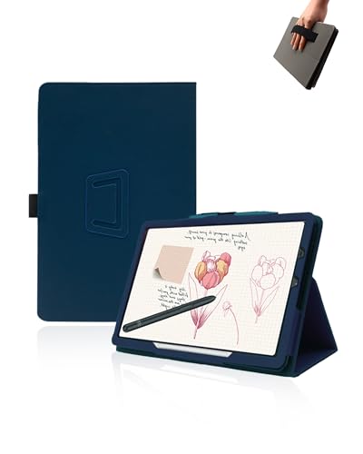 Case for XPPen Magic Note Pad 3 in 1 Color Digital Notebook 10.95 inch Tablets,UYRUREL Leather Slim Folding Stand Cover with Hand Strap Magnet for Men Women Full Protection,Blue.