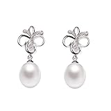 HMJGDHX Pendientes de Boda de Perlas Naturales de Agua Dulce para Mujer, joyería Real, Regalo de cumpleaños para niña