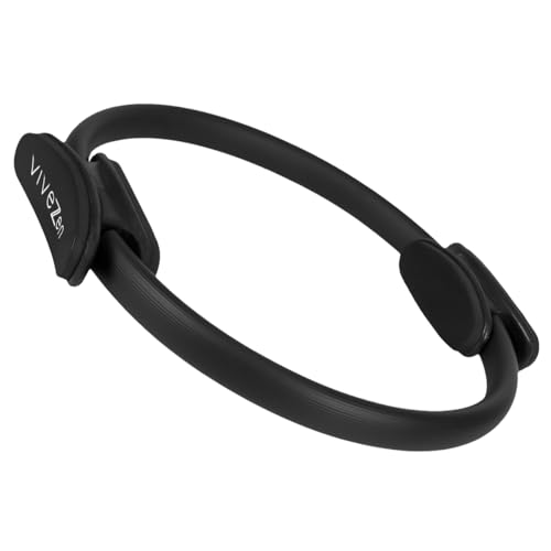 Vivezen - Anneau de résistance, Cercle de Pilates pour Fitness, Yoga Double poignée - Diam 38 cm - Noir