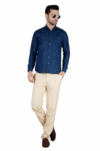 Image of Mens Slim fit Solid Casual Cotton Shirt with Spread Collar and Full Sleeves || Suitable for Office wear