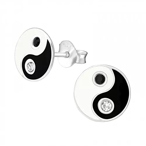 Pendientes de Yin Yang de plata de ley con cristales Cover