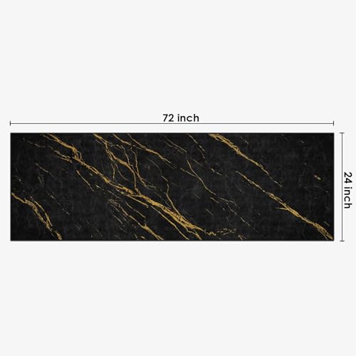 Tapete corredor ArtSocket Marble Black Gold 2'x6' miniatura 2