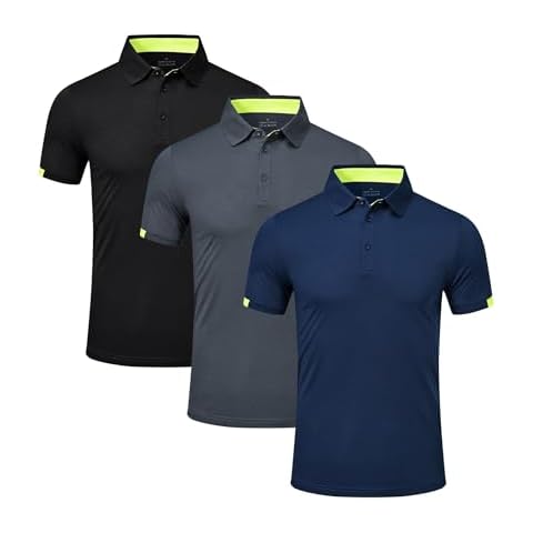 Csqtongan 3 Pack Men's Golf Polo Shirts Short Sleeve Breathable Polo T Shirts Multipack Cover