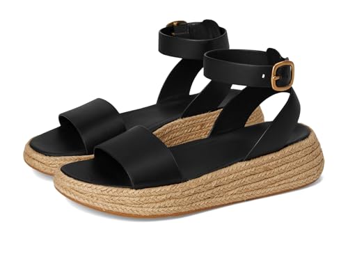 Image of FitFlop Women's, F-MODE Espadrille Leather Flatform Ankle-Strap Sandal