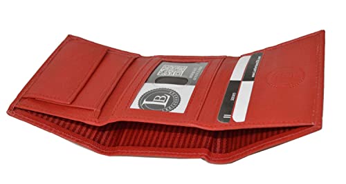 Image of LB LEATHERBOSS Boys Slim Compact Id and Coin Pocket Trifold Wallet (Red)