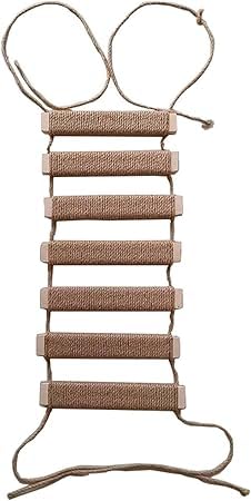 Wnicek 猫 吊り橋 猫の柔らかいロープのはしご木製 猫のフレーム 登山フレームの付属品 はしご 壁掛け吊り橋 木製 ハンモック吊り橋 壁付け ペットベッド 遊び場 はしご ストレス解消 運動不足 はしご 麻縄滑り止め 簡単な組み立て