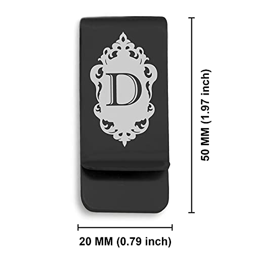 Stainless Steel Royal Crest Alphabet Initial Classic Slim Money Clip Credit Card Holder2