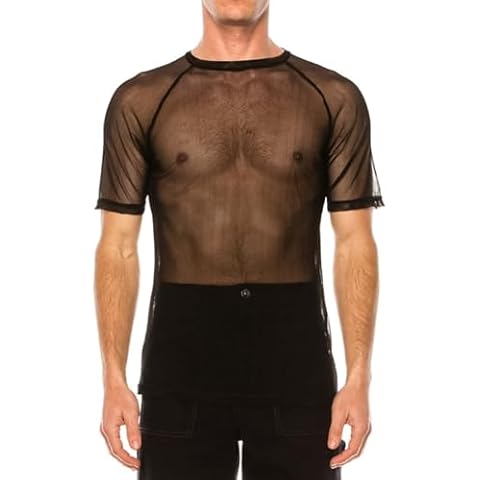Over Kleshas Men's Mesh Fishnet Short Sleeve Largran Shirt (US, Alpha, 2X, Regular, Regular, Black) Cover