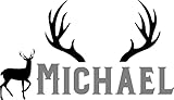 Personalized Custom Deer Antler Name Wall Decal Sticker Customized Choose Size Color Silhouette