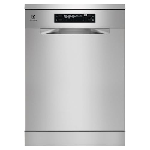 Electrolux Lavavajillas de 60 cm, ESM74840SX, 14 Cubiertos, Sistema AirDry, Display XL, Motor Inverter, Programa Auto, Función Extrahigiene, Softspikes, 44 dB(A), Clase C, Inox