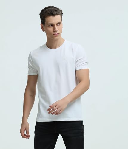 Image of TURMS Men's Casual Solid Round Neck T-Shirt, Odor Control, Stretchable & Breathable, Cotton Rich Fabric, Half Sleeve