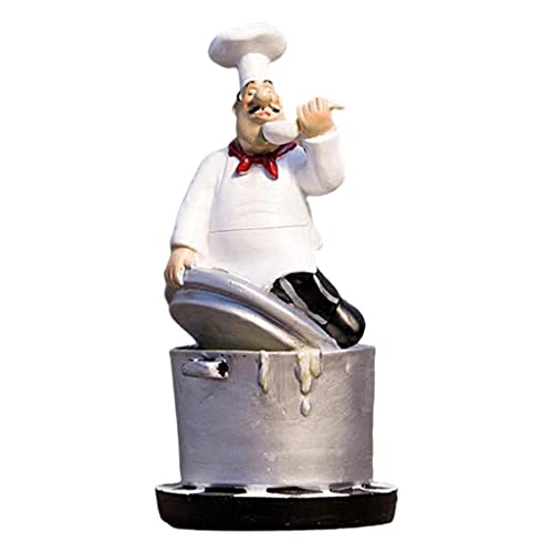 NC 2 Unidades de Enfeites Decorativos de Resina, Estátua de Cozinheiro de Cozinha Sente-se No Barril