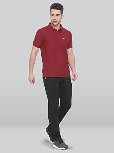 Lux Nitro Men's Maroon Cotton Polo T-Shirt with Pocket (Size : Medium)