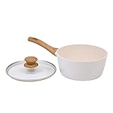 Mimo Style Panela Cook 20cm/2,25L - Estrutura em Alumínio, Revestimento Cerâmico. Alças e Cabos Soft-Touch. Fogão a Gás, Elétrico, Vitrocerâmico e Sistema de Indução (Mármol - Vanilla)