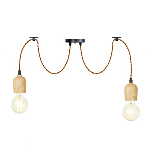 Mini lustre en bois moderne de haute qualité, suspension araignée design HNVBDOPAE 10 lampes