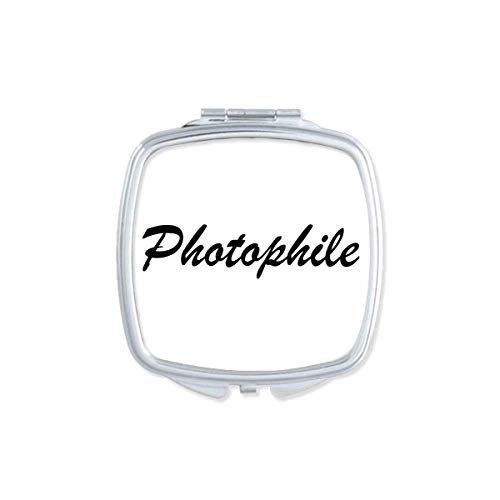 Stylish Word Photophile Art Deco Gift Fashion Mirror Portable Compact Pocket Makeup Double Sided Glass image 2