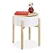 Produktbild Relaxdays Beistelltisch, rund, extra Ablagefach, Wohn, Schlafzimmer, Holz, MDF, Nachttisch, HxBxT 48 x 44 x 44 cm, weiß, 1 Stück
