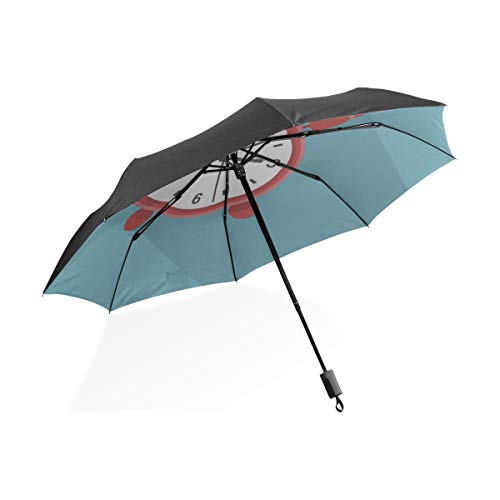 Preisvergleich Produktbild Mädchen Regenschirm Winddicht Wecker Weckzeit Tragbare Kompakte Taschenschirm Anti Uv Schutz Winddicht Outdoor Reise Frauen Outdoor Regen Regenschirm