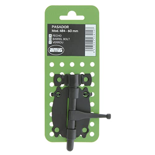 Amig - Türriegel aus Stahl | Bolzenriegel Mod. 484 | Türschloss in Schwarz | Torschlossriegel Türschieber | Maße: 40 x 40 | Aufschraubschloss | Aus Stahl mit Zamak-Achse gefertigt