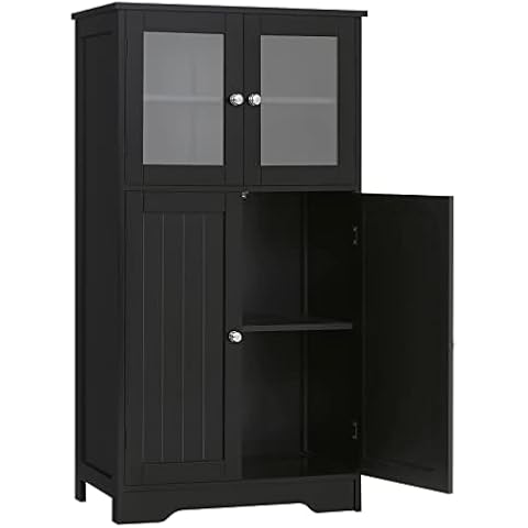 IWELL Armario de baño con puertas de vidrio y estante ajustable Cover