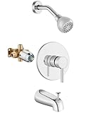 GBBNE Tub Shower Faucet Set, Bathtub Tub Faucet Set with Valve and Shower Head, Single Handle Bathtub Faucet Set, Polish Chrome